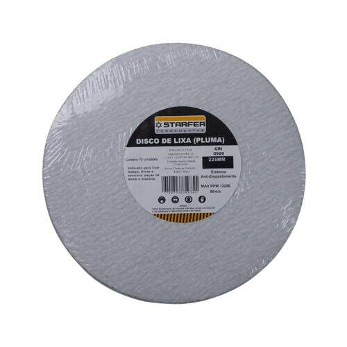 Disco de Velcro Branco 225 mm com Grão 80 - Starfer